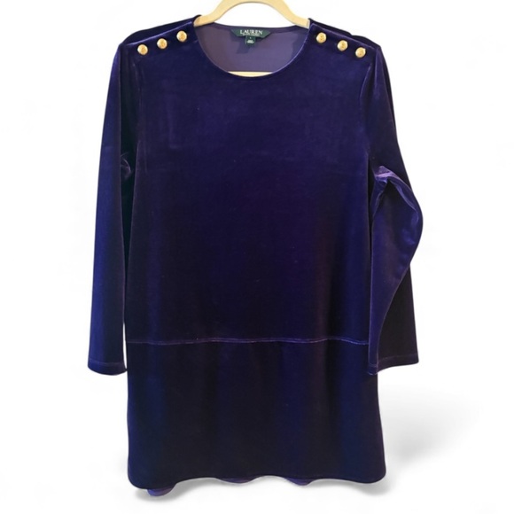 Lauren Ralph Lauren Purple Velvet Military
Tunic Top Shirt Buttons Size Large - Picture 2 of 13